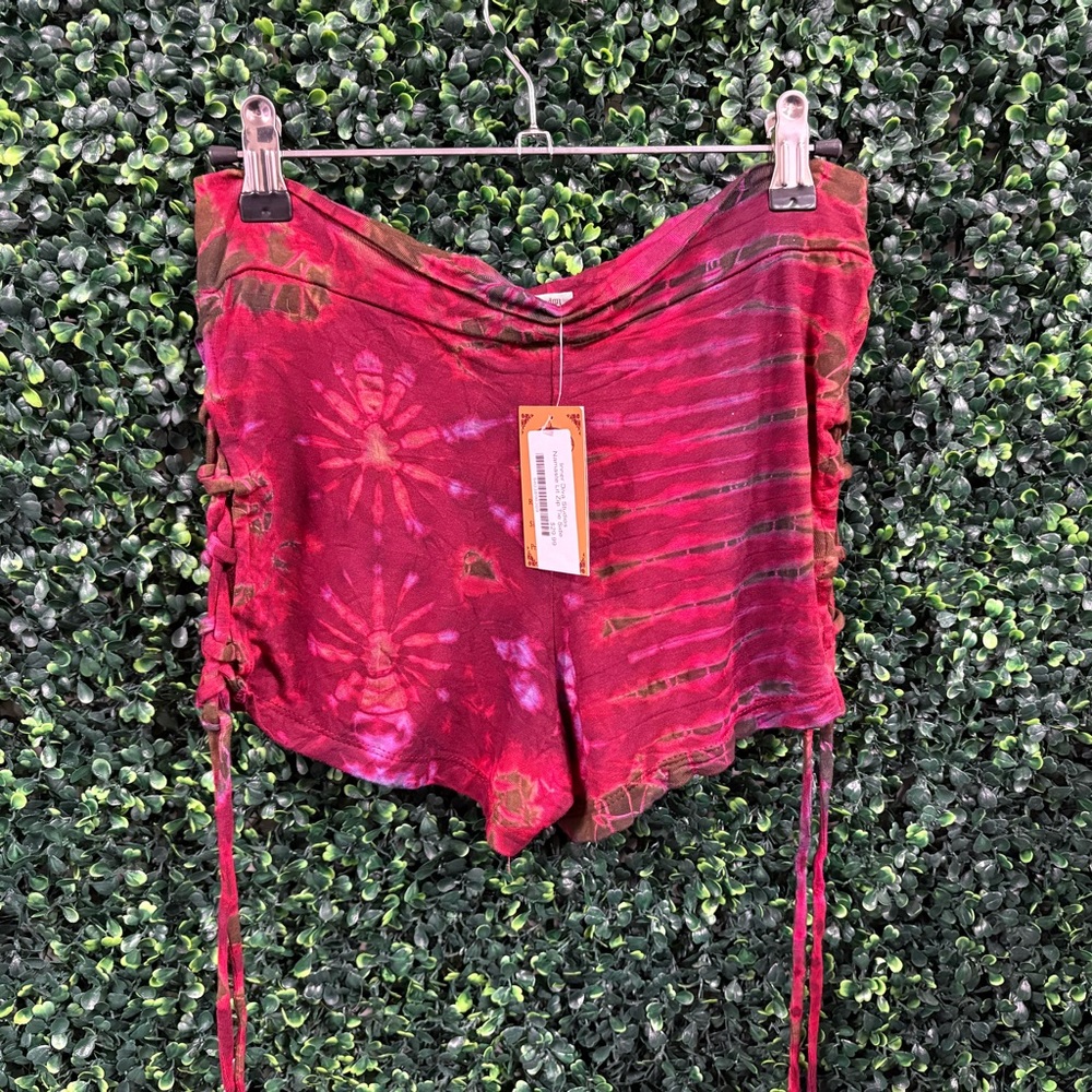 Kathmandu Tie Side Tie-Dye Red and Purple Shorts NEW NWT
